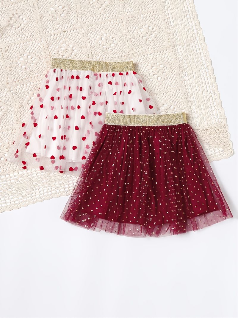 2stk Baby Piger Nederdel Mesh Heart Polka Dot Princess
