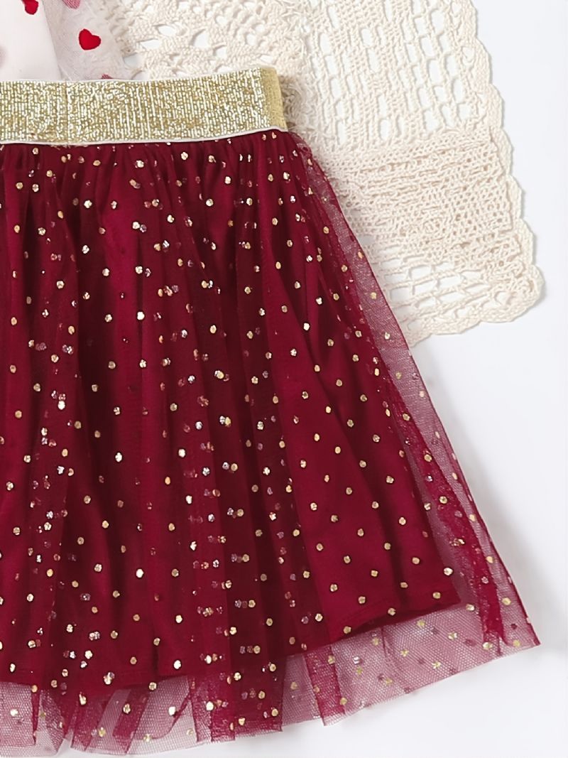 2stk Baby Piger Nederdel Mesh Heart Polka Dot Princess