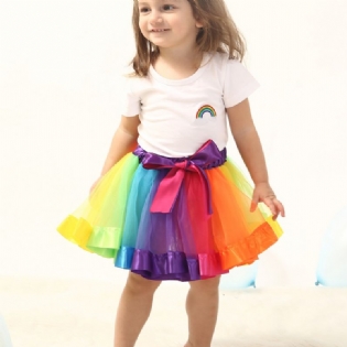 Nederdel Til Piger Regnbuenerdel Mesh Tutu-nederdel Danse-nederdel Til Børn Prinsesse-nederdel Farverig