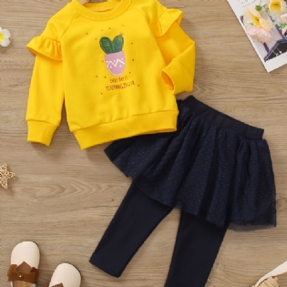 Pige Pullover Sweatshirt + Leggings Decor Med Tutu Nederdel Til Efterår Vinter Ny