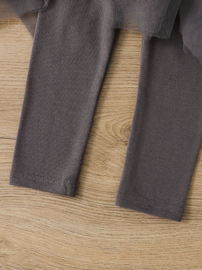 Piger Falske Todelte Leggings Med Flæse Tutu Mesh Nederdel Børnetøj