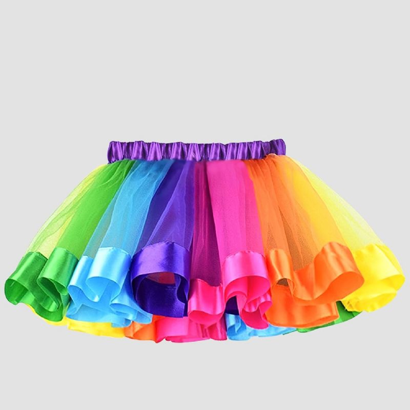 Piger Prinsesse Rainbow Tutu-nederdele Ballet-tyl Dans-nederdel Festkjoletøj Børnetøj