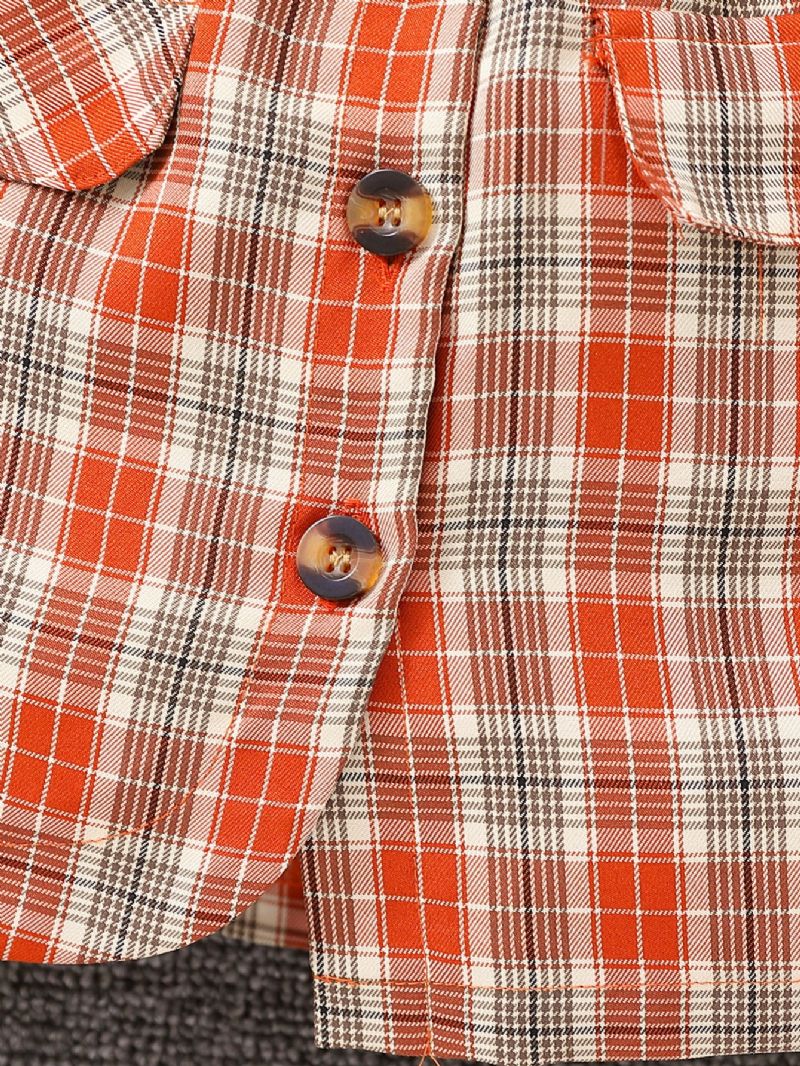 Piger Rullekrave Langærmede Leggings & Gingham Plisseret Nederdel & Hatte 3pack