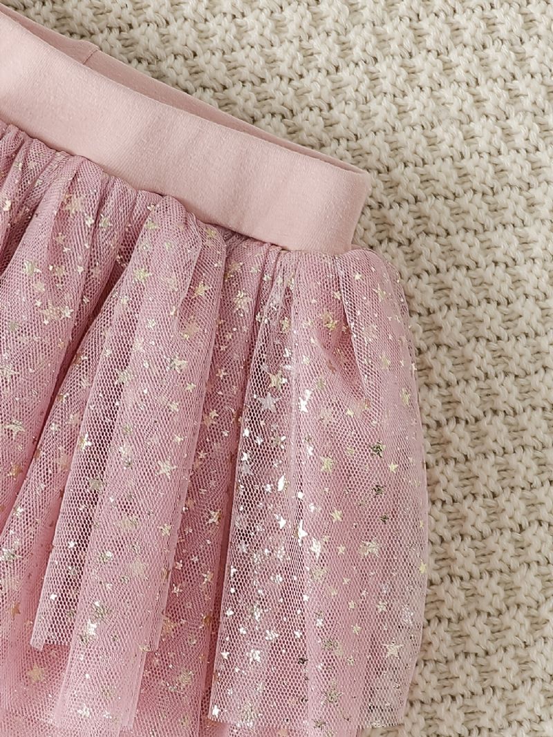 Piger Søde Tyl Nederdel Leggings Med Mesh Stjerne Print Til Vinter
