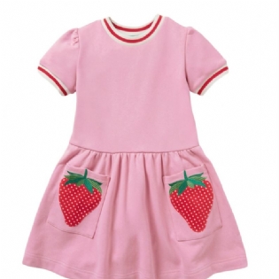 Piger Strawberry Patch Pocket Pink Kortærmet Nederdel