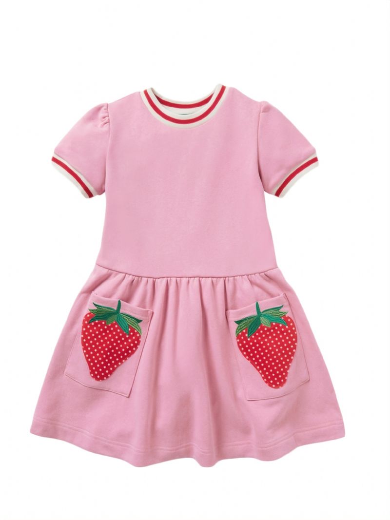 Piger Strawberry Patch Pocket Pink Kortærmet Nederdel