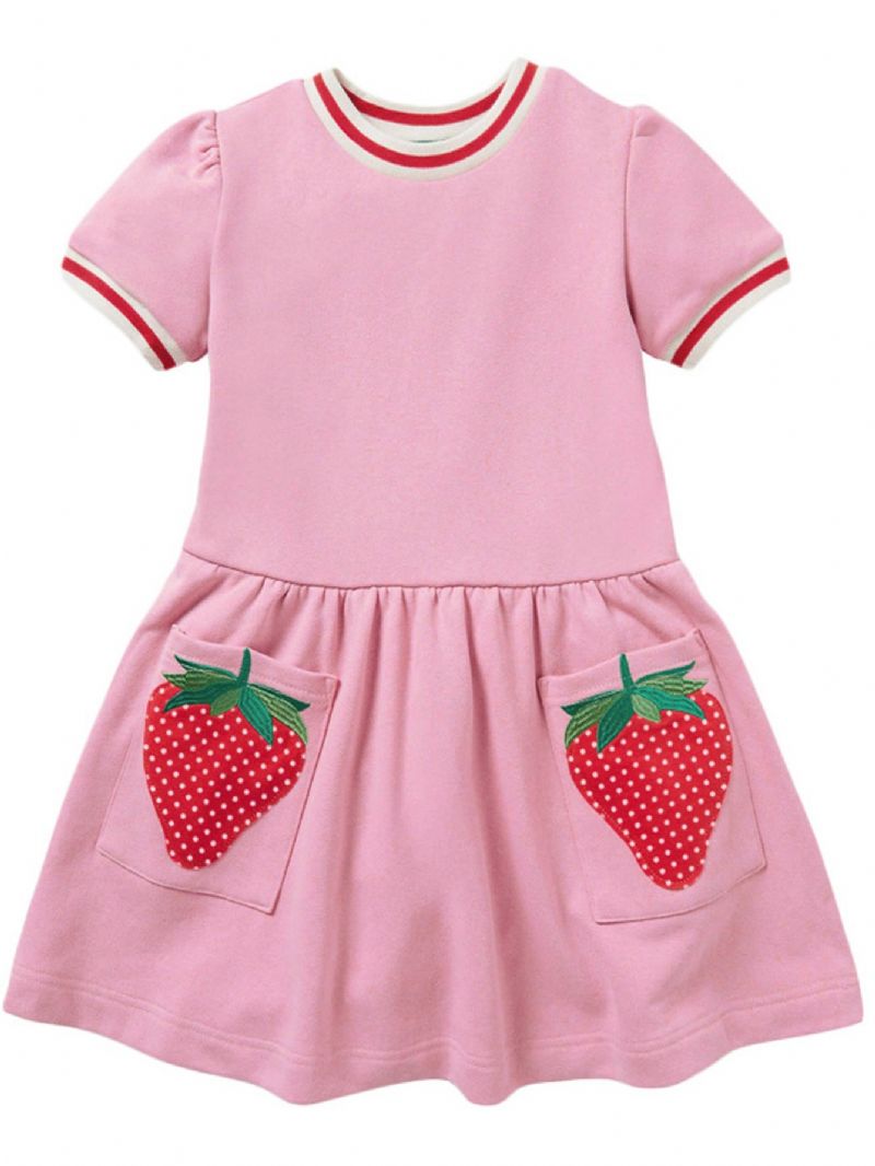 Piger Strawberry Patch Pocket Pink Kortærmet Nederdel