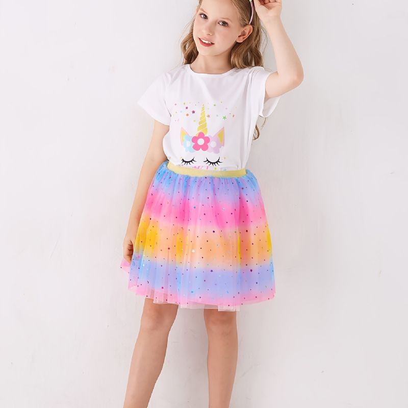 Piger Tutu Nederdel Rainbow Star Mesh Prinsesse Kjole