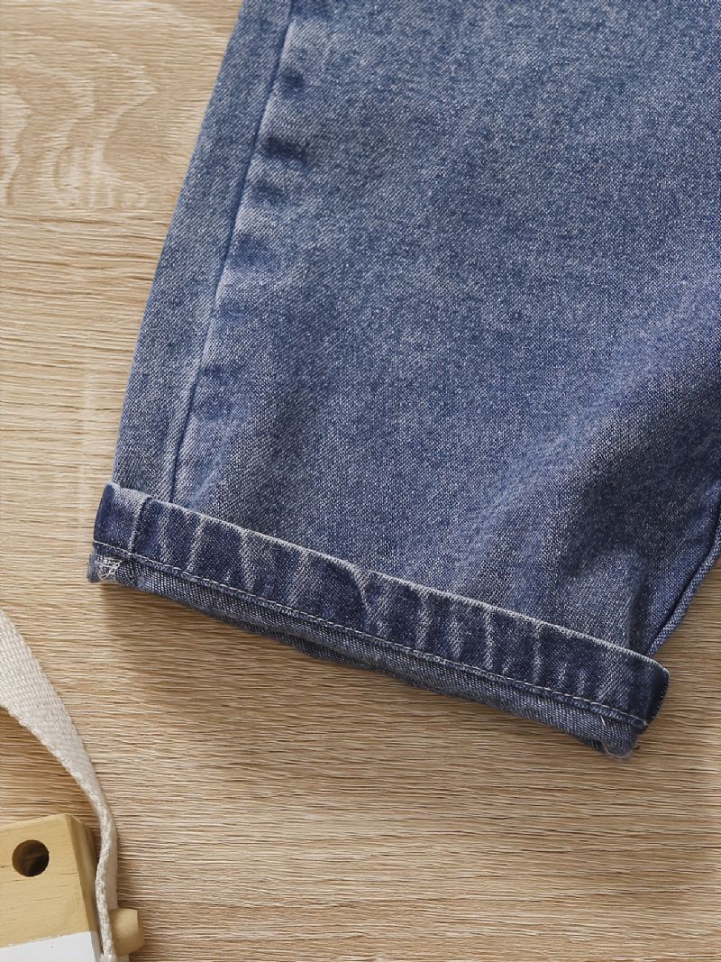 2 Stk Baby Drenge Casual Solid T-shirt & Denim Selebukser Sæt