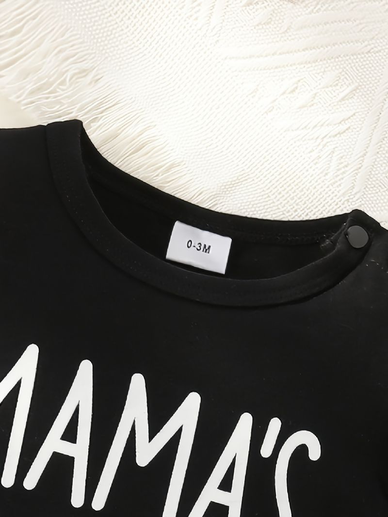 2stk Drenge Casual Mama's Print T-shirt & Stribet Bukser Sæt