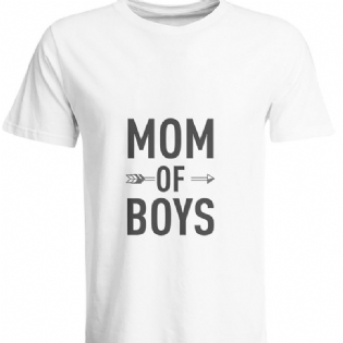 Afslappet Mor Drenge T-shirt Med Blomstertryk Sød Rund Hals Løs Kortærmede Modeoverdele Dametøj