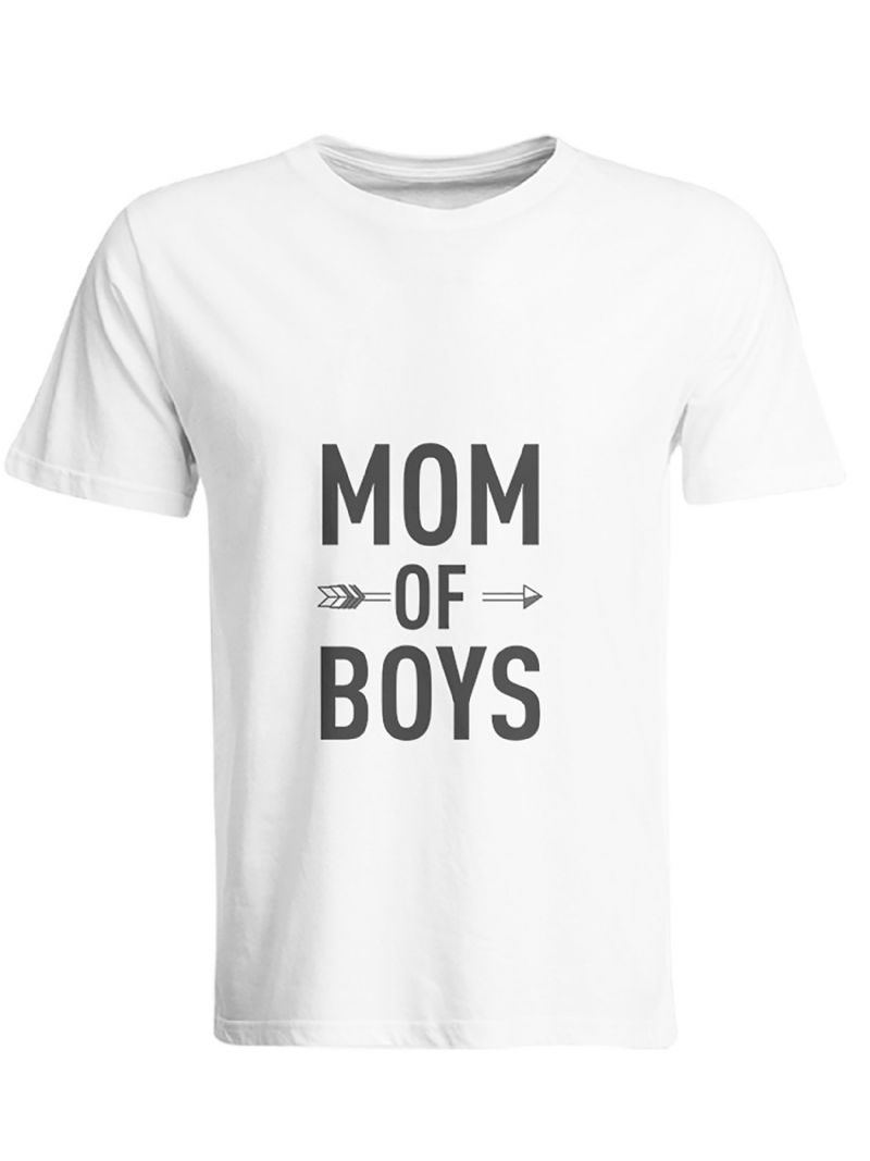 Afslappet Mor Drenge T-shirt Med Blomstertryk Sød Rund Hals Løs Kortærmede Modeoverdele Dametøj
