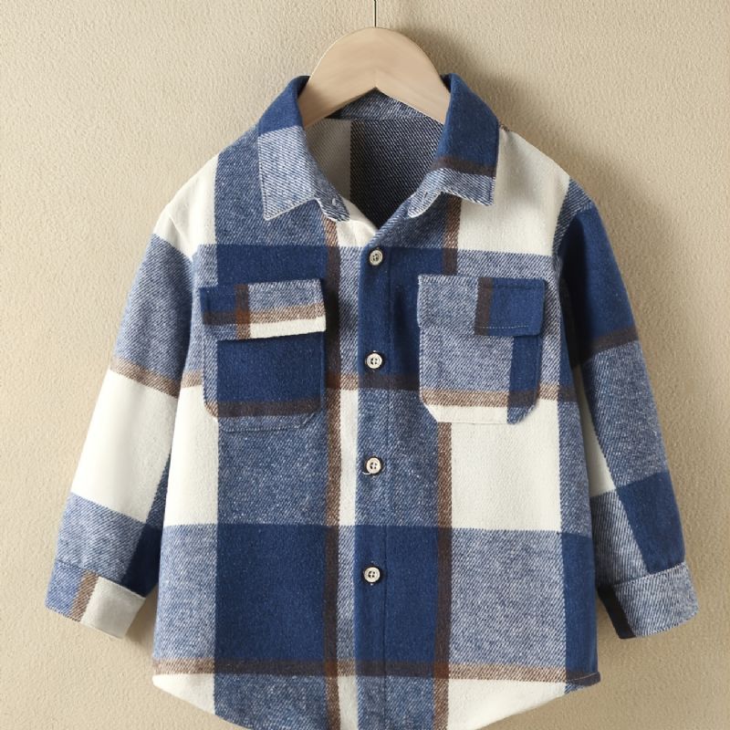 Baby Børn Farverige Plaid Collared Langærmede Button-down Skjorter Drenge Piger