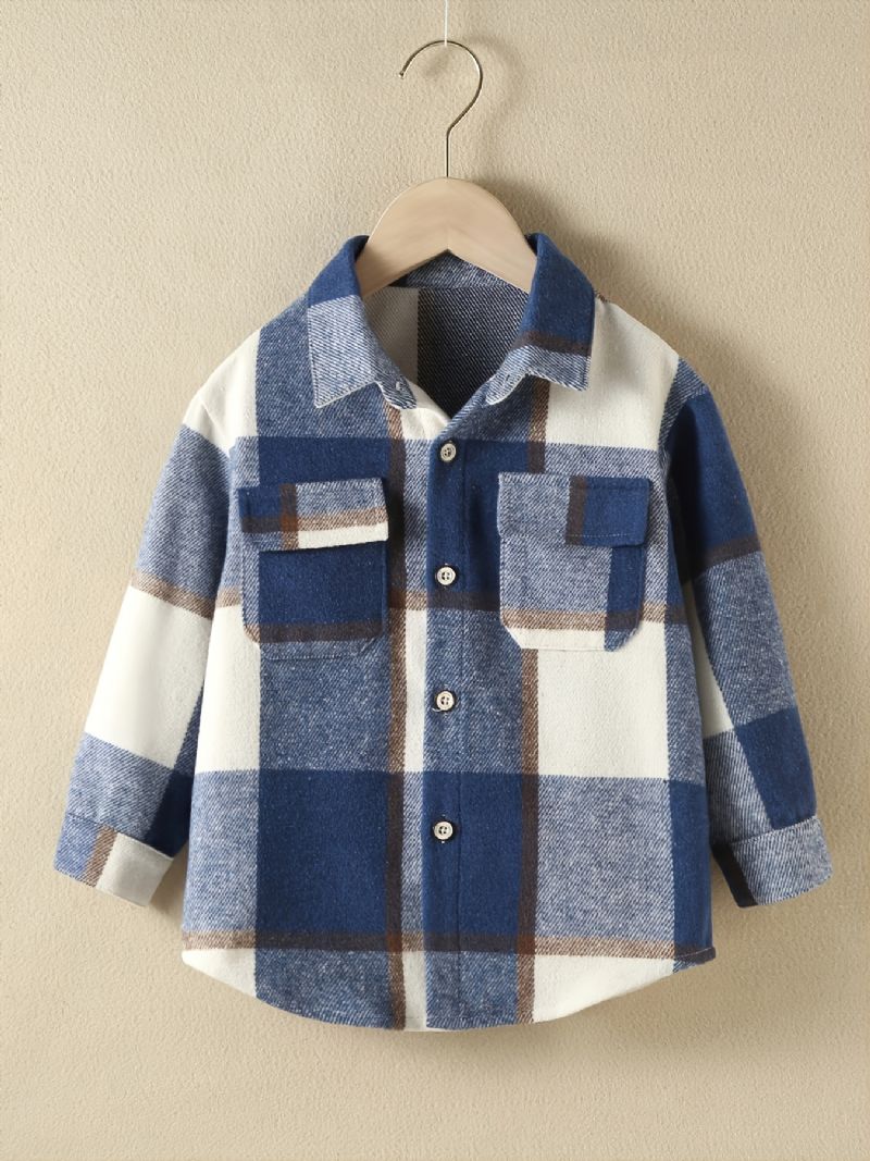 Baby Børn Farverige Plaid Collared Langærmede Button-down Skjorter Drenge Piger