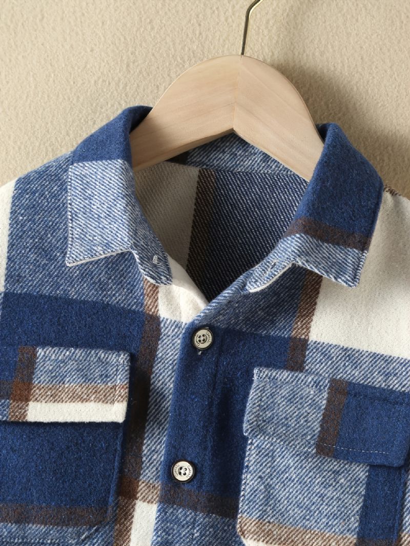 Baby Børn Farverige Plaid Collared Langærmede Button-down Skjorter Drenge Piger