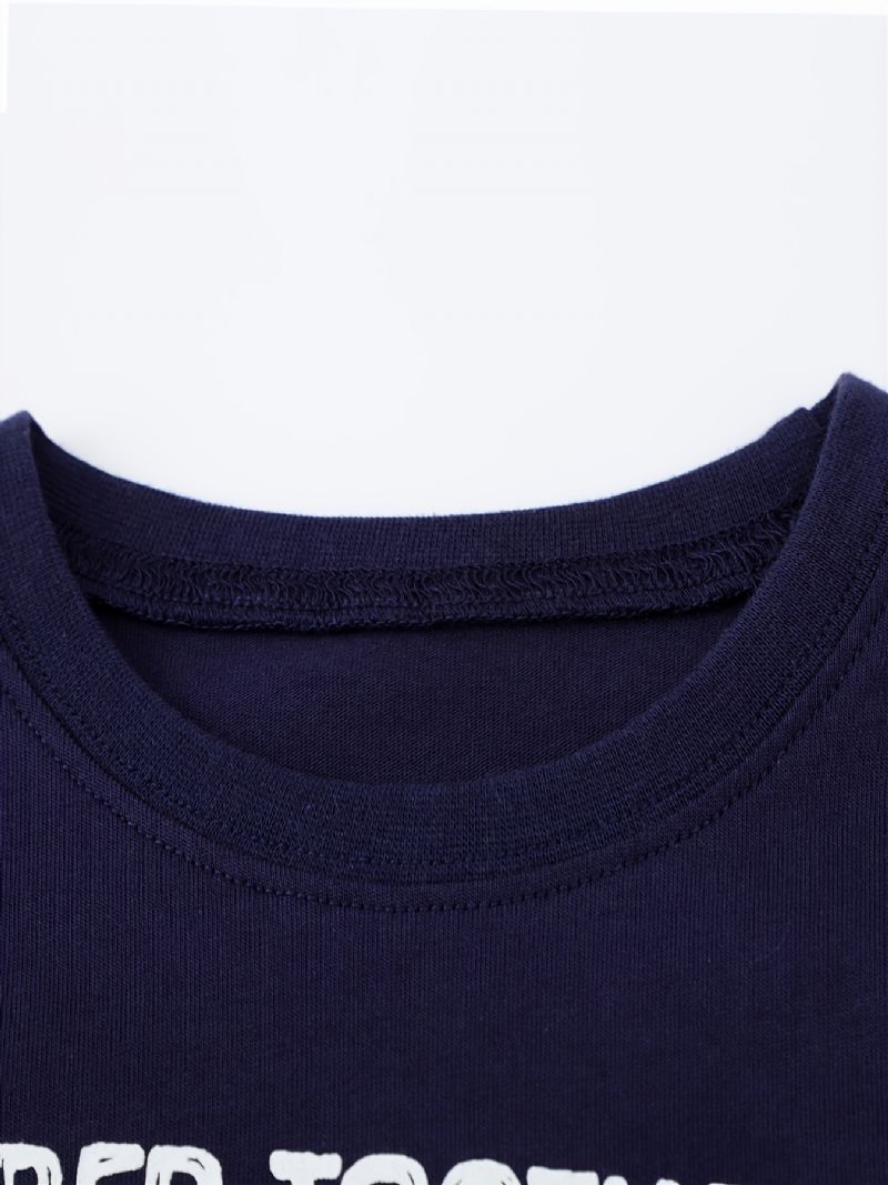 Baby Drenge Langærmede T-shirts Rund Hals Tegneserie Brev Print Toppe Børnetøj
