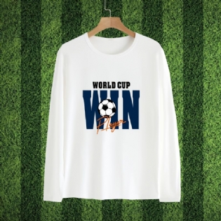 Baby Drenge Langærmet T-shirt Fodbold Brev Print Rund Hals Top Børnetøj