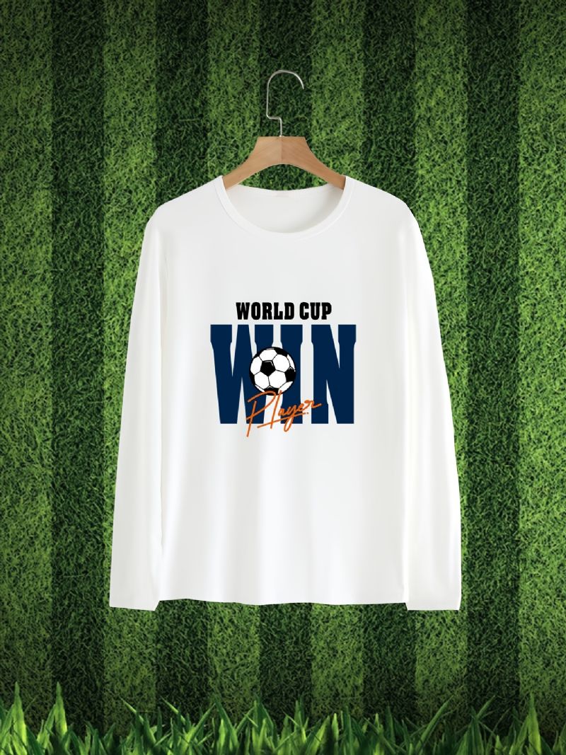 Baby Drenge Langærmet T-shirt Fodbold Brev Print Rund Hals Top Børnetøj