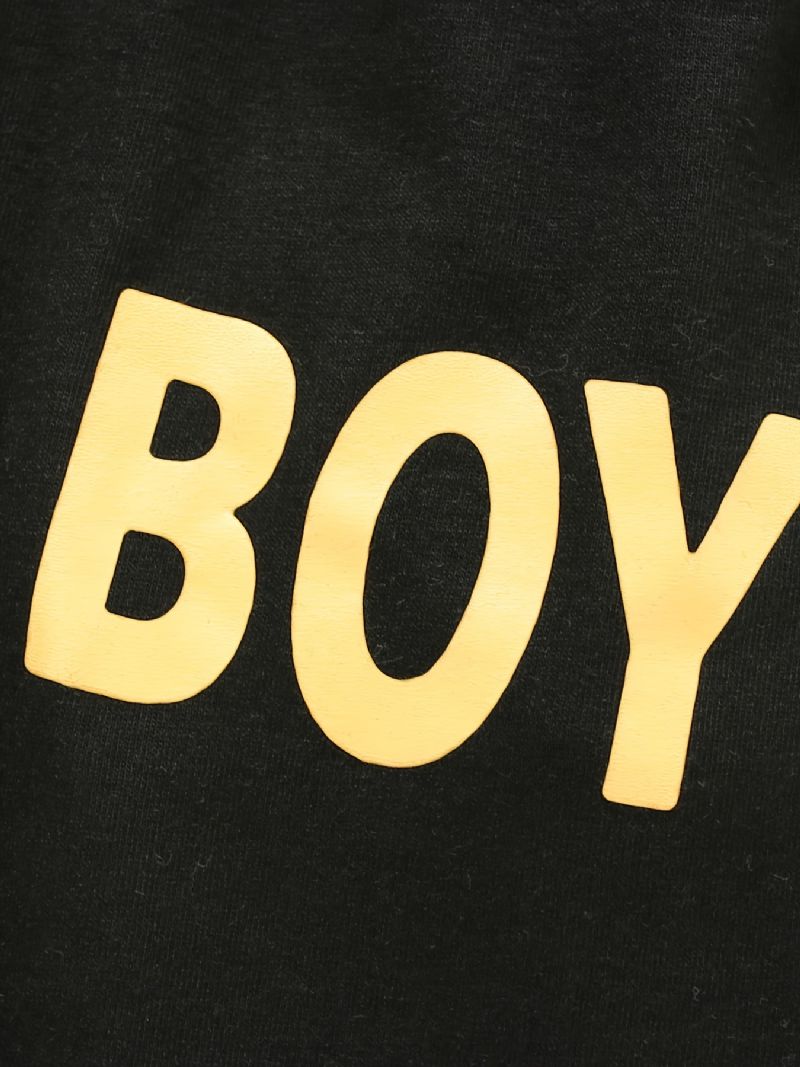 Baby Drenge Pullover Tegneserietryk Langærmet T-shirt Og Bukser Med Rund Hals Børnetøj