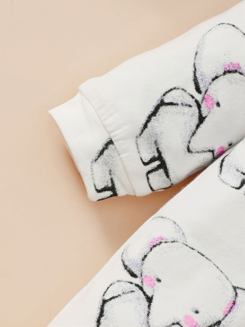 Baby Pige Elefant Print Langærmet Onesie