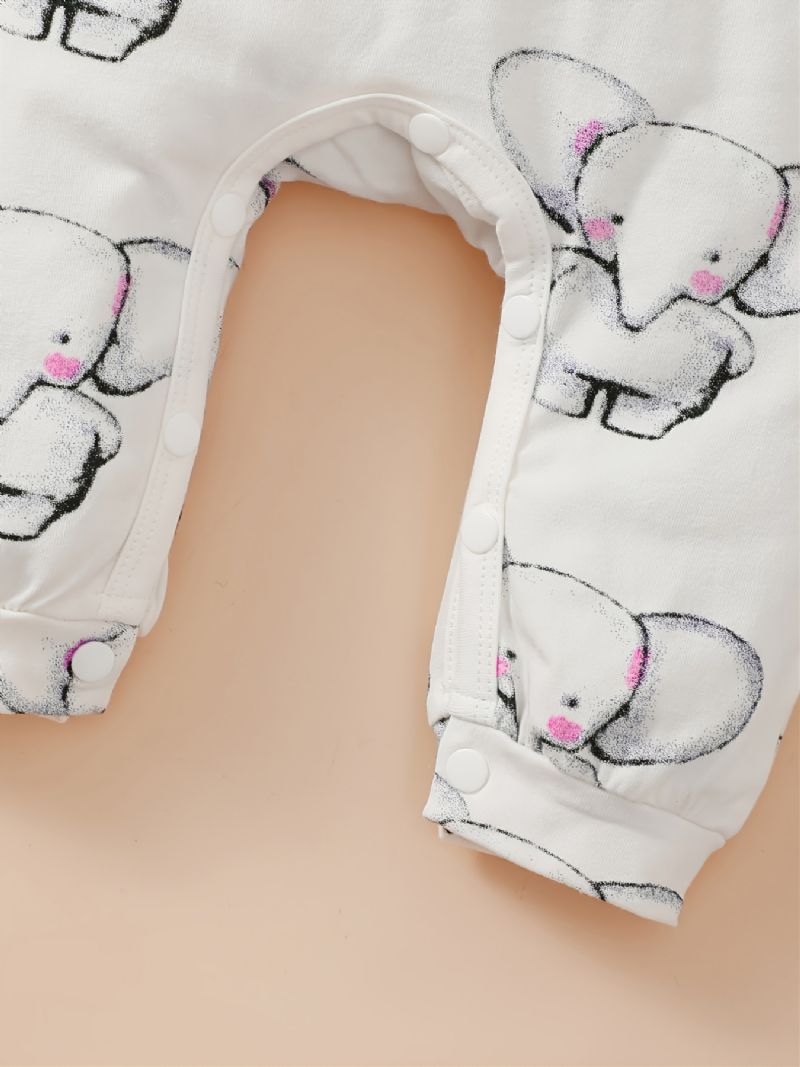 Baby Pige Elefant Print Langærmet Onesie
