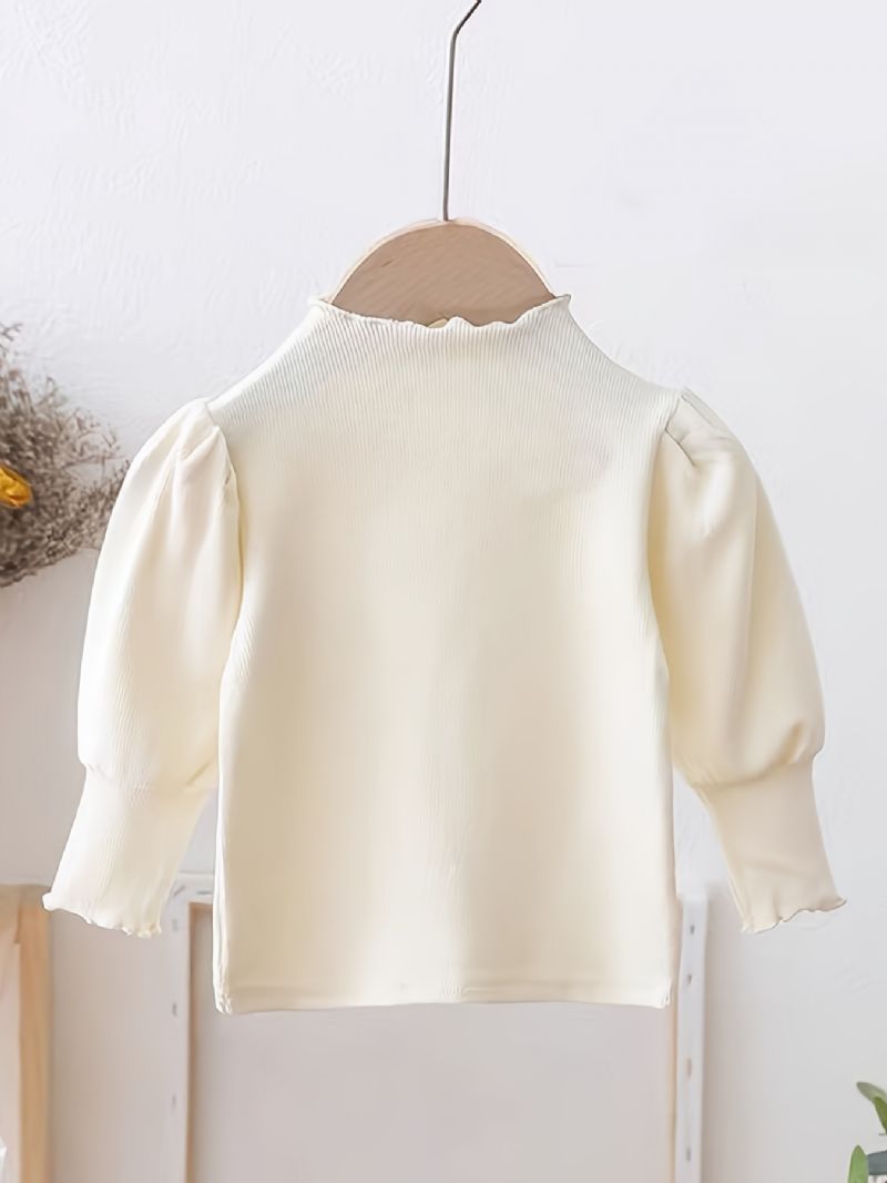 Baby Piger Langærmet T-shirt Ensfarvede Pufærmer Top Børnetøj