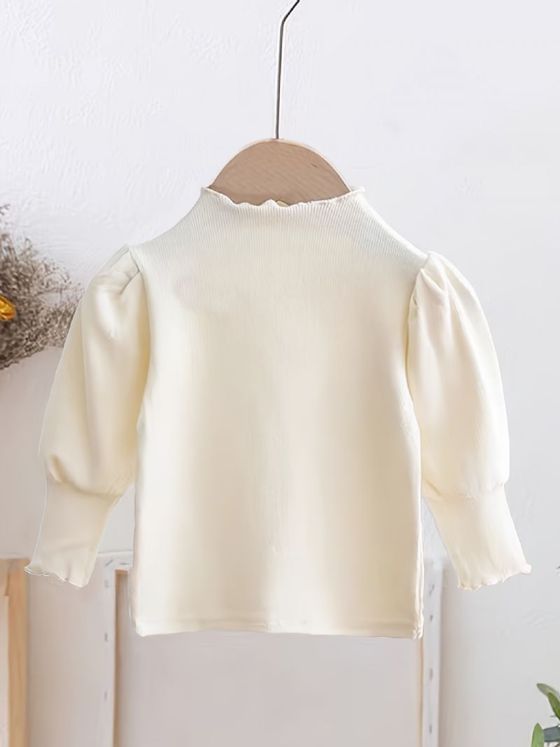 Baby Piger Langærmet T-shirt Ensfarvede Pufærmer Top Børnetøj