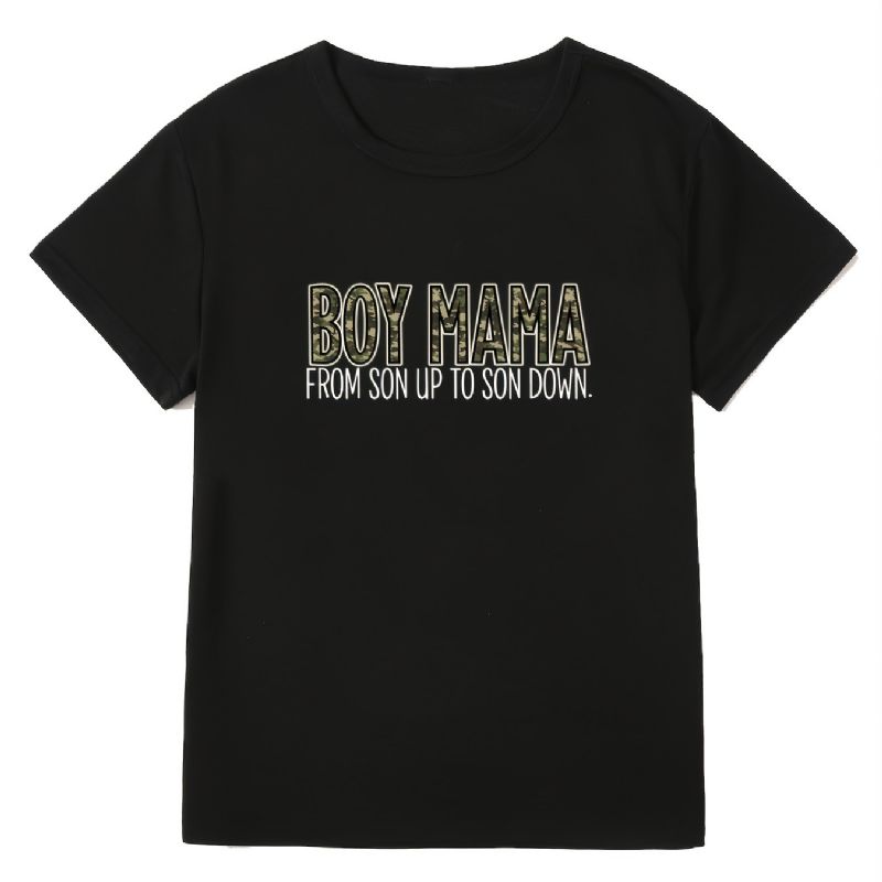 Casual Drenge Mama T-shirt Med Rund Hals Løs Kortærmet Mode Sommer-t-shirts Overdele Dametøj