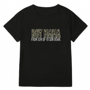 Casual Drenge Mama T-shirt Med Rund Hals Løs Kortærmet Mode Sommer-t-shirts Overdele Dametøj