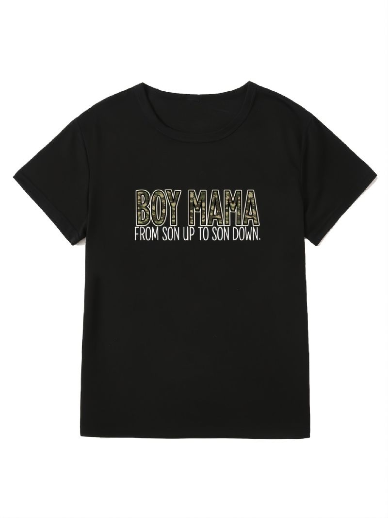 Casual Drenge Mama T-shirt Med Rund Hals Løs Kortærmet Mode Sommer-t-shirts Overdele Dametøj