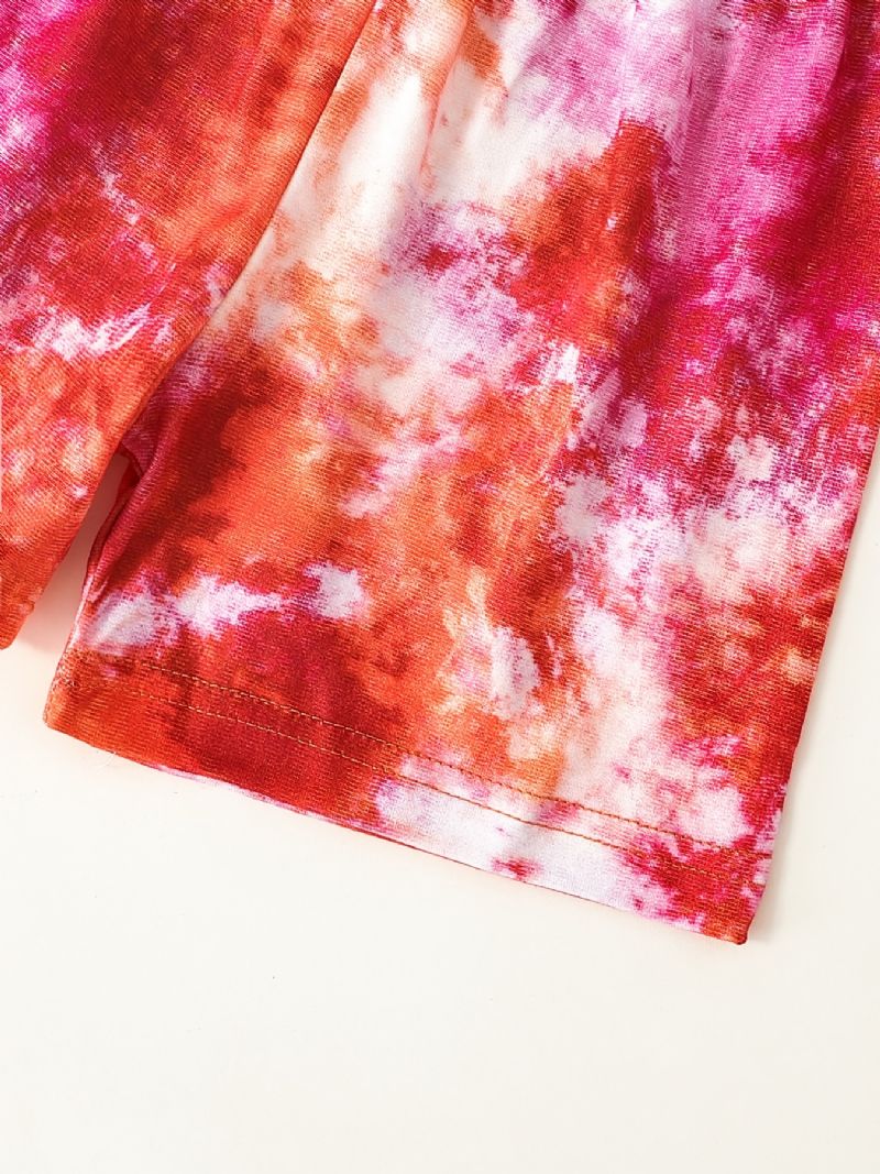 Drenge Casual Tie Dye Sæt Med Kortærmet T-shirt Og Shorts Til Udendørs Strand