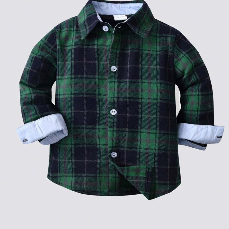 Drenge Langærmet Plaid Button Down Shirt Børnetøj