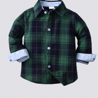 Drenge Langærmet Plaid Button Down Shirt Børnetøj