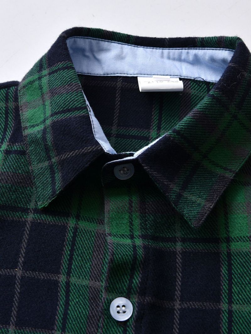 Drenge Langærmet Plaid Button Down Shirt Børnetøj