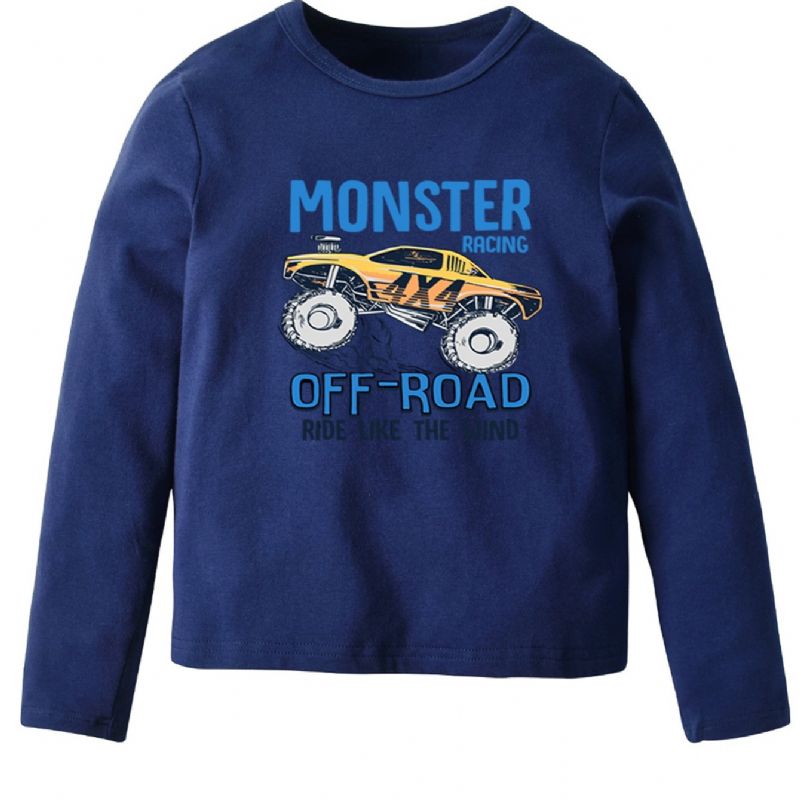 Drenge Langærmet Skjorte Med Slogan Off Road Monster Racing