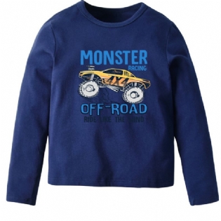 Drenge Langærmet Skjorte Med Slogan Off Road Monster Racing