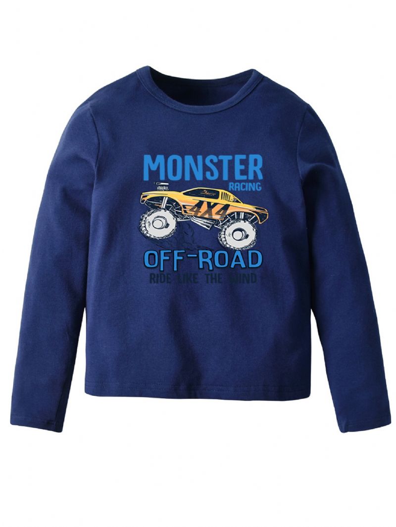 Drenge Langærmet Skjorte Med Slogan Off Road Monster Racing