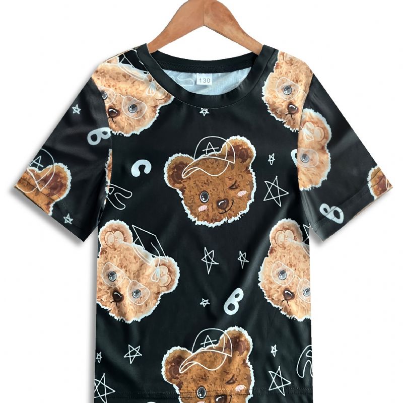 Drenge Piger Bear Pattern T-shirt Casual Kortærmet Tee Børnetøj