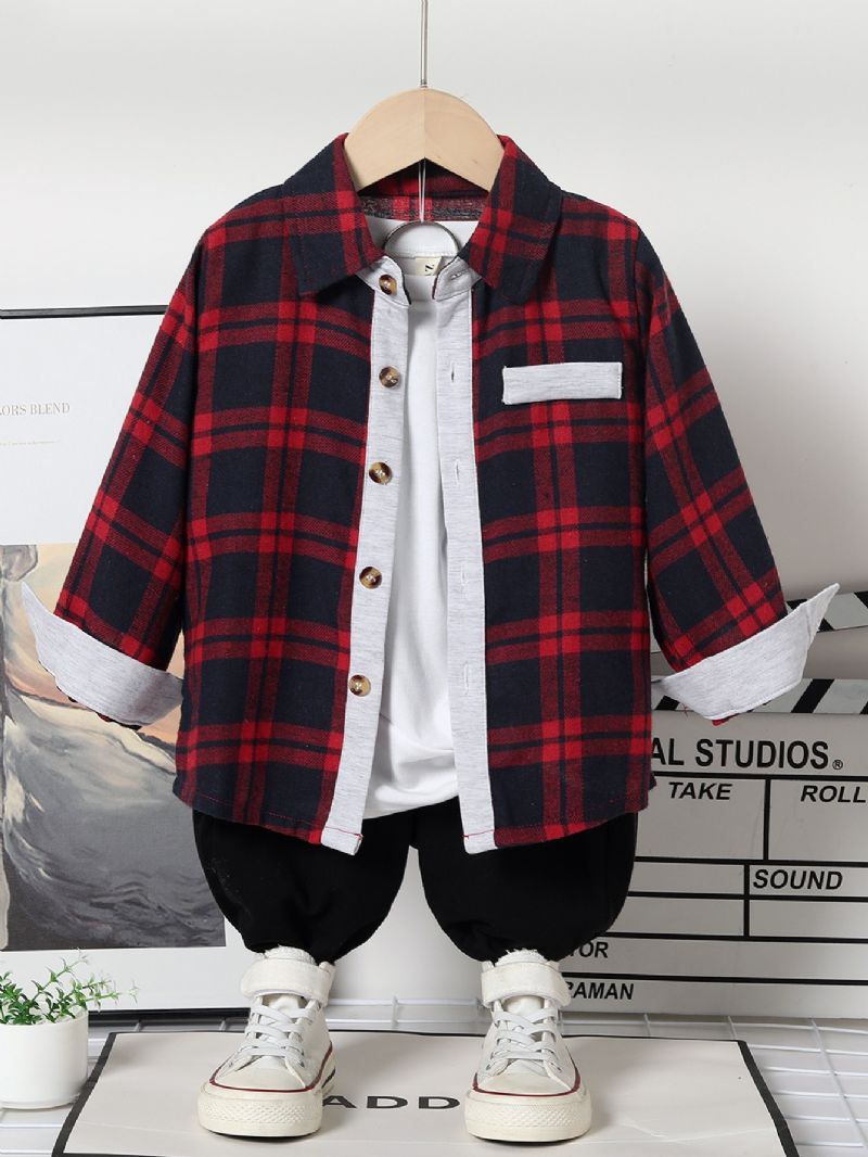 Drenge Plaid Button Down Langærmet Shirt Børne Juletøj