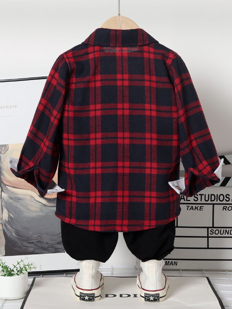 Drenge Plaid Button Down Langærmet Shirt Børne Juletøj