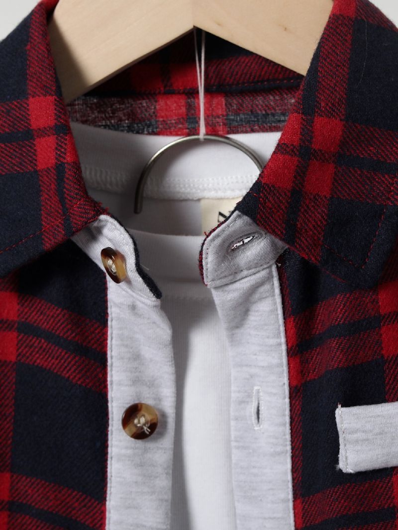 Drenge Plaid Button Down Langærmet Shirt Børne Juletøj