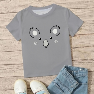 Drenge Rundhalset Dyreprint T-shirt Med Kort Ærmet Børnetøj