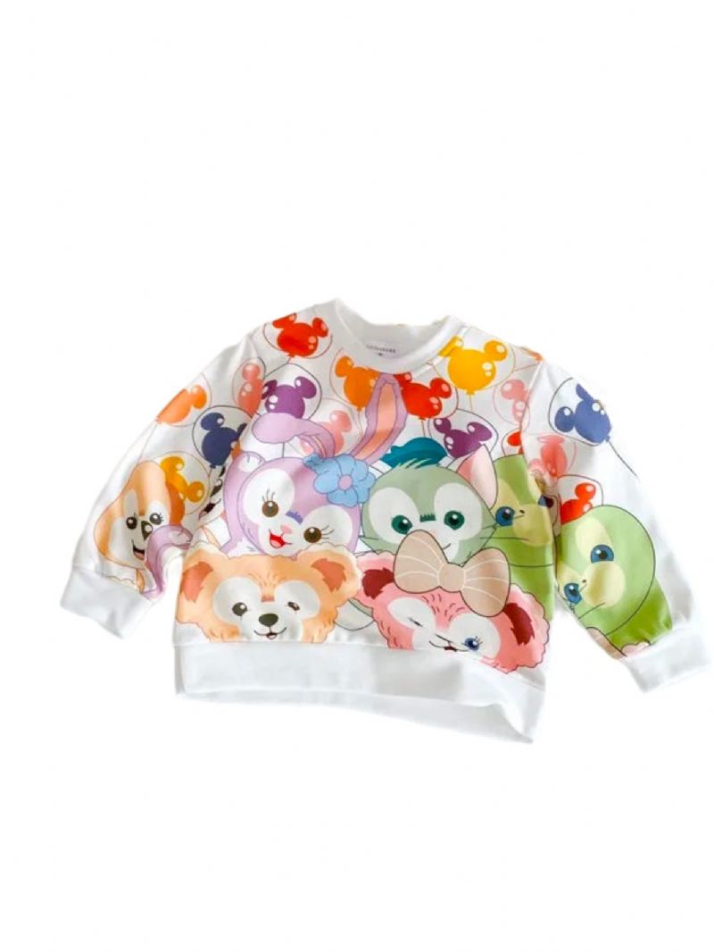Efterår Vinter Piger Søde Dyre Mønster Rund Hals Langærmet T-shirt
