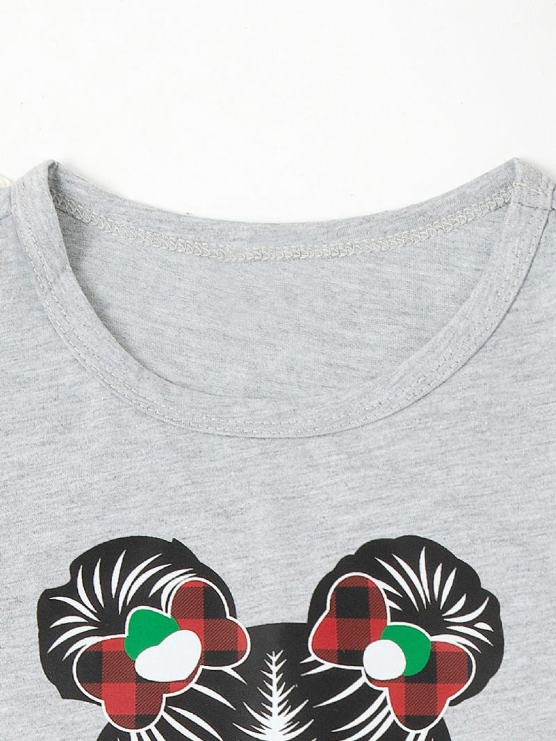Glædelig Jul T-shirt Med Blomsterprint Til Piger