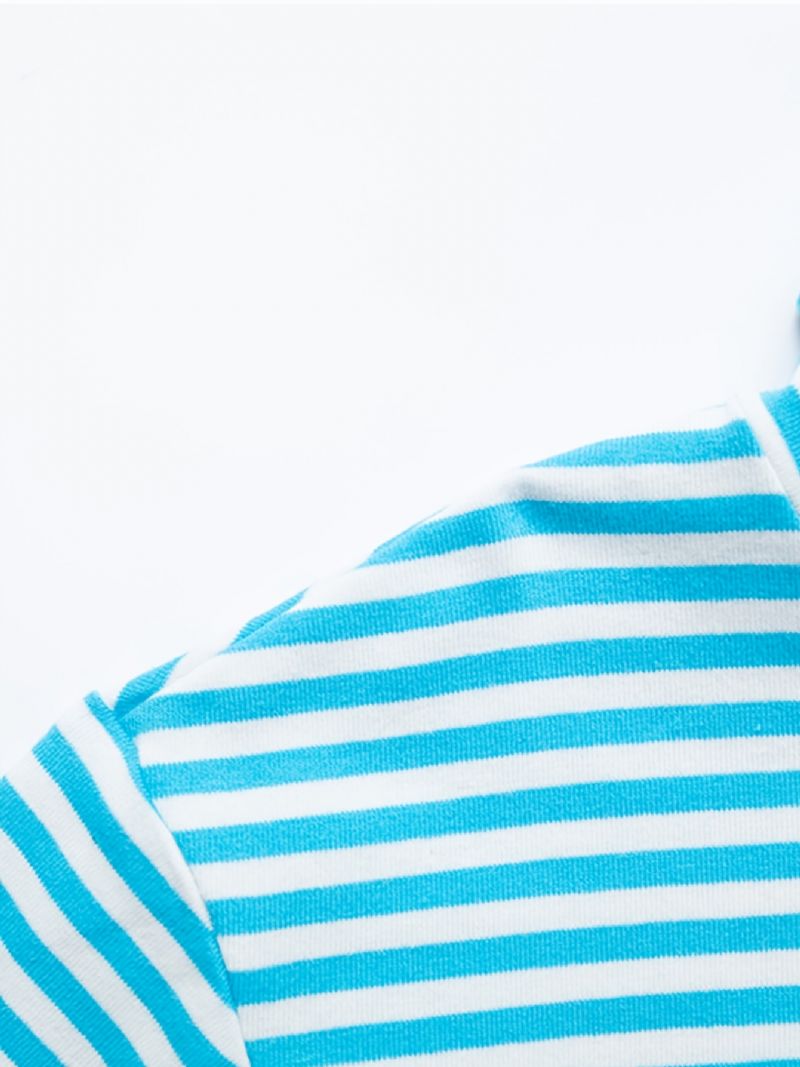 Jiahong Baby Langærmet T-shirt Stribet Højhalset Top Til Drenge Piger Børnetøj