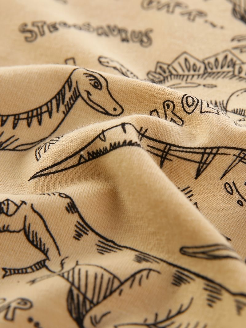 Piger Casual Pullover Langærmet Rund Hals T-shirt Med Tegneserie Dinosaur Print