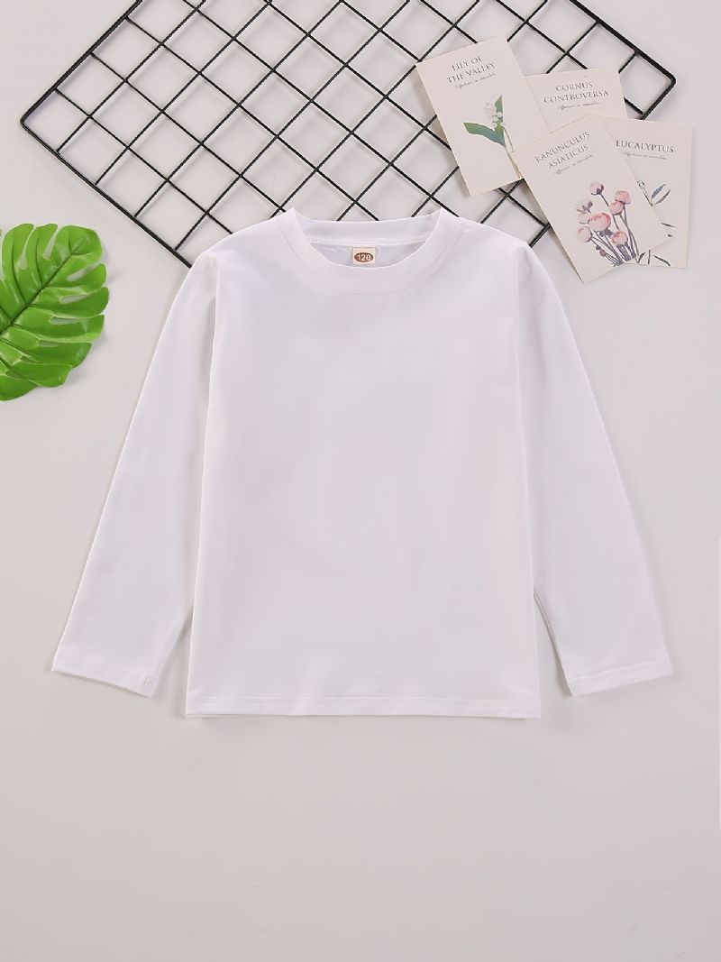 Piger Casual Simple Solid Langærmet Basic T-shirt