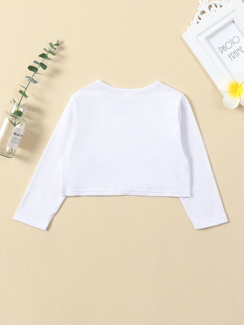Piger Casual Solid Simple T-shirt Langærmet Rundhals Basic Børnetøj Til Vinter