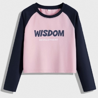 Piger Colorblock Kontrast Rundhalset Langærmet T-shirt