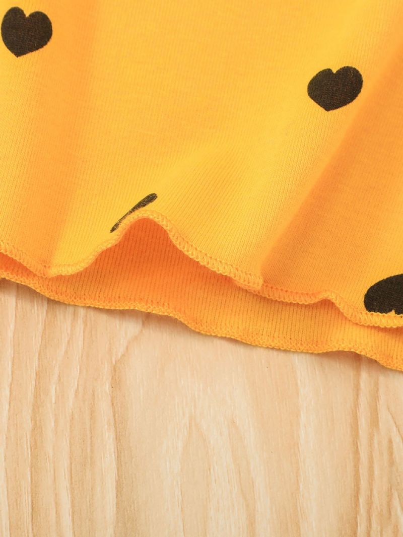 Piger Langærmet Hjerteprint Afslappet Strik T-shirt